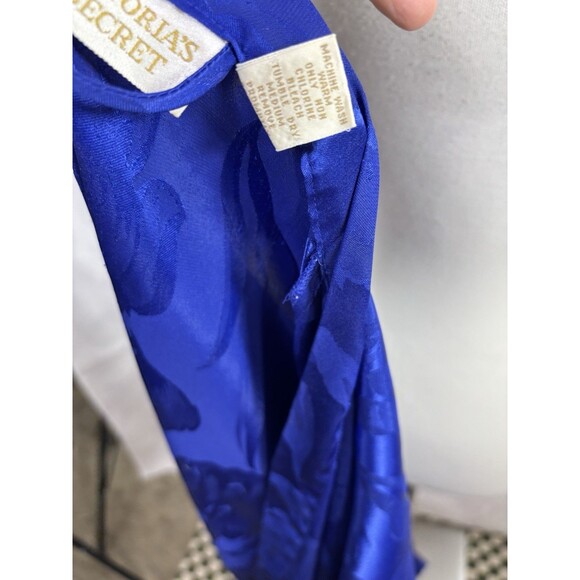 Vtg 80s Victoria's Secret Gold Label Kimono Robe Floral Blue One Size Romantic - Picture 5 of 16